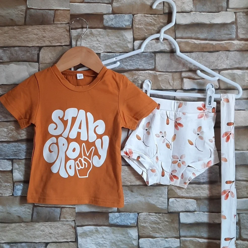Baby Girl Outfit Boho Beach Stay Groovy Set Size 12 Months